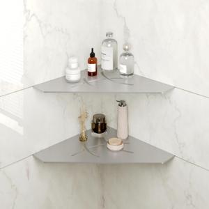 FerdY 2-Pack 10" Brushed Nickel Recessed Corner Shower Shelf, for Tiled Bathroom Walls, Floating Shower Shelf, 304 Stainless Steel Shower Caddy Storage Shelves, No Drilling Required, Irregular Diamond