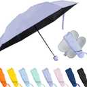 TopTie Compact Mini Umbrella for Purse, Small Sun & Rain Umbrellas with Case, Travel Folding Umbrella (Purple)