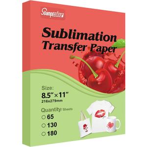 Sublimation Paper Heat Transfer Paper 8.5x11 inch A4 130 Sheets for Any Epson HP Canon Sawgrass Inkjet Printer with Sublimation Ink for Mug, T-Shirt,Light Fabric DIY 125gsm