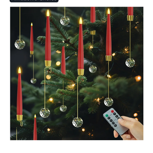Christmas Tree Candles with Remote, Red Battery Operated Christmas Candles, LED Candlesticks for Xmas Tree Decoration