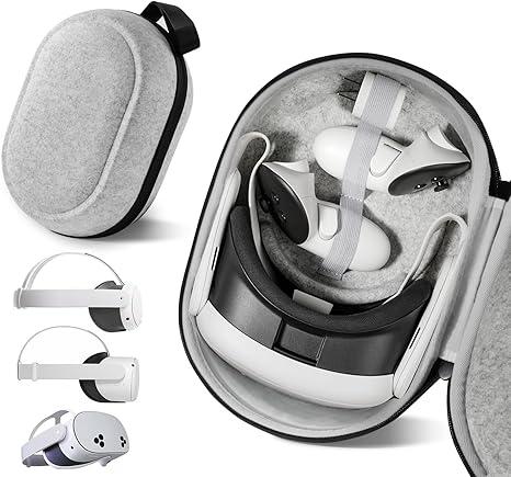 Large Space Carrying Case Compatible with Meta Quest 3S/Quest 3/Quest 2/Vision Pro VR Gaming Headset Original/Elite Head Strap and Controller Accessories, Hard Bag for Travel and Home Storage