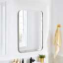 30x20 Rectangle Mirror Wall Mounted Aluminum Alloy Metal Frame HD Glass Dressing Make-up for Bathroom Entryway Bedroom Living Room 30 20 inch Silver