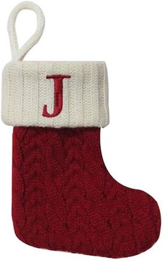 St. Nicholas Square Mini Cable Knit Stocking-Letter J St. Nicholas Square Mini Cable Knit Stocking-Letter J