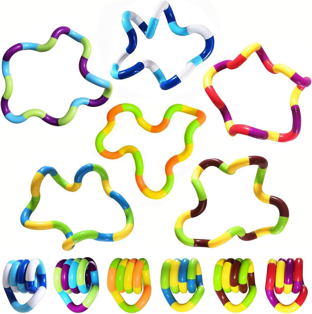 Sensory Fidget Toys - 6PCS Multicolor Twisty Fidget Toys for Adults, Boys, Girls for Relaxation, Anxiety Stress Relief, Decompression - Squeeze, Twist, Chain Spinner Alternative Gift