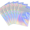 100 Pack Holographic Resealable Plastic Bags for Food Storage, Zipper Bags with Clear Front Window, Packaging Pouch for Small Business (100 Pack, 2.8x4 inch)
