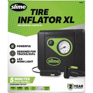 Slime Tire Inflator XL 40090, Quickly Inflates Large Tires of Trucks & SUVs, Quick Connect Air Hose & Space Saving Cord Storage, Inflates Tire in 5/7 mins