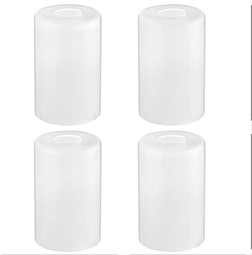 Eidonta 4 Pack White Frosted Glass Shades Replacement, 5.9in Height, 3.9in Diameter, 1.65in Fitter, Cylinder Glass Shade Covers Replacement Globe for Chandelier Pendant Wall Sconces Light Fixtures