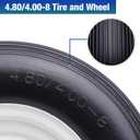 16" 4.80/4.00-8 Flat Free Solid Polyurethane Tire and Wheel, 1 Pack PU Airless Tires with 5/8" Ball Bearings 6" Iron Hub for Wheelbarrow/Hand Truck/Tool Cart/Garden Carts, 1 Pc, Vertical Grooves