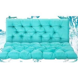 Barydat 2 Pcs 59 x 19.6 Inch Waterproof Bench Cushions for Outdoor Furniture Thicken Patio 2/3 Seater Couch Swing Cushions Backrest Replacement with Ties for Garden Porch Lounger, Turquoise