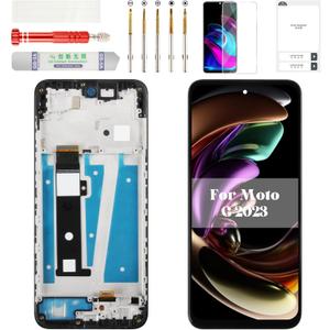 for Moto G 2023 Screen Replacement for Moto G 5g 2023 LCD Replacement Display for Moto G 5g 2023 Digitizer Touch Assembly XT2313 XT2313-3 XT2313-4 XT2313-5 XT2313-6 with Frame Black