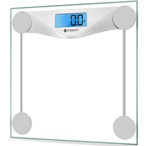 Etekcity Digital Body Weight Bathroom Scale, Large Blue LCD Backlight Display, High Precision Measurements, 6mm Tempered Glass, 400 Pounds (Blinding Silver)