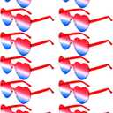 12 Pack Independence Day Red and Blue Star/Heart Sunglasses 4th of July Party Sunglasses Patriotic Glasses