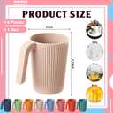 Dandat 16 Pcs Wheat Straw Cup with Handle Colorful Wheat Straw Mug Stackable Plastic Coffee Cups 12oz Unbreakable Reusable Plastic Coffee Mug Dishwasher Safe for Milk Tea,4.3x3 Inch (Light Color)