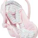 Adora up to 20 Inch Baby Doll Car Seat Carrier Pink Handle Converts to Rocker Lightweight Machine Washable Cover Toy Baby Doll Car Seat Accessory - Classic Pastel