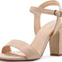 DREAM PAIRS Women's Chunky Heels Open Toe Ankle Strap High Block Comfy Dress Heel Sandals Pumps Shoes (Size 6)