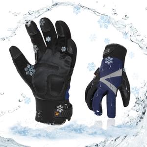 Vgo... 1-Pair -4 or above 3M Thinsulate C100 Lined High Dexterity Touchscreen Synthetic Leather Winter Warm Work Gloves, Waterproof Insert (Size XL, Dark Blue, SL8777FW)