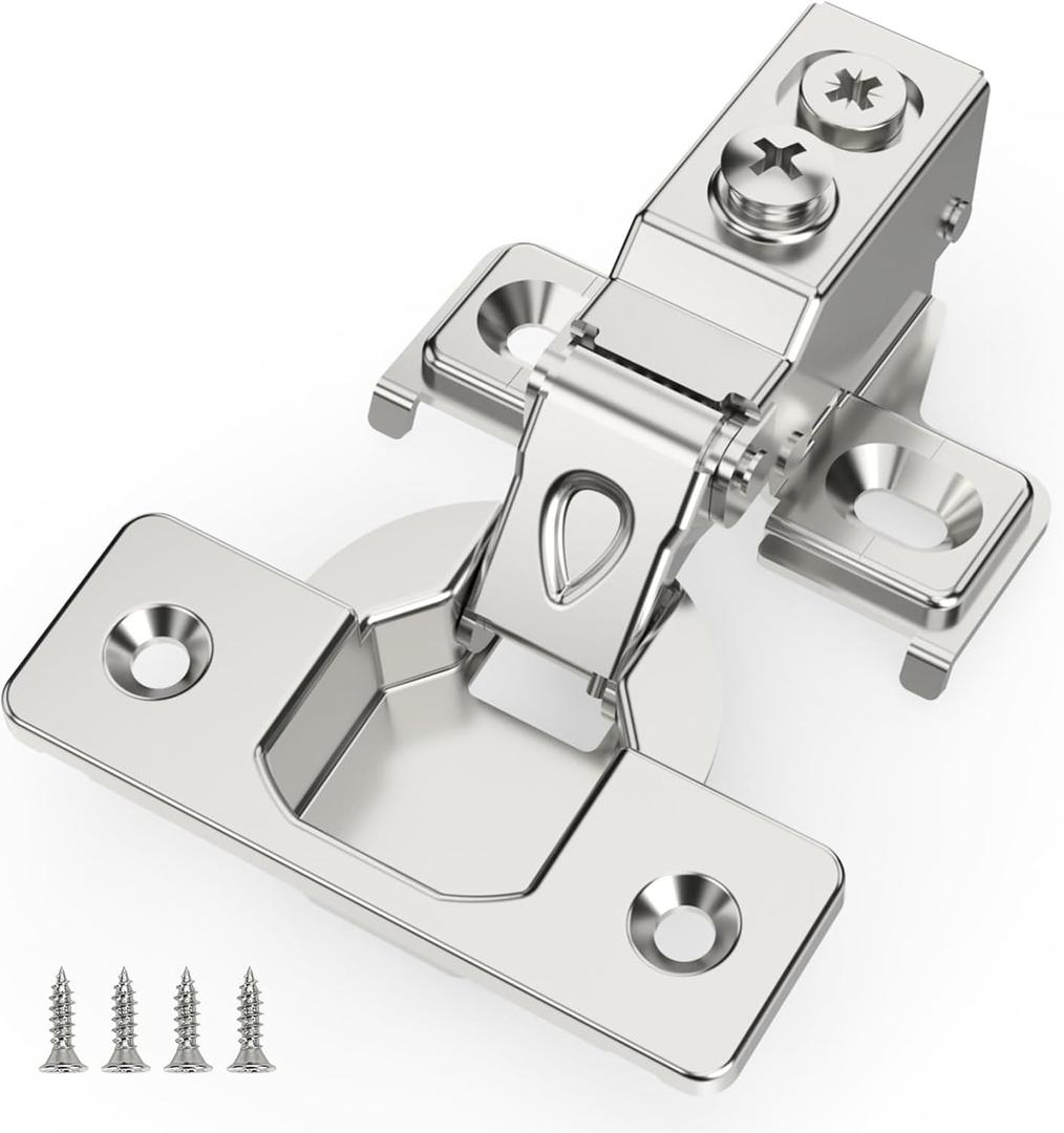 Chibery 20 Pack 5/8" Overlay Hinges, 48mm Quiet 3D Soft Close Stainless Concealed for Face Frame Door Frameless Door, Self Closing Hidden, 105 Open Angle Concealed Kitchen Replacement, Satin Nickel