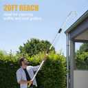 Gutter Cleaning Tools from The Ground, 20FT Reach Telescoping Gutter Cleaner Tool, Rain Gutters Cleaning Wand with 360 Metal Head, Gutters Cleaner Hose Attachment & Connection Adapter