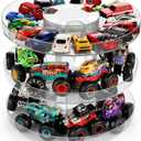 Display Case, 1/64 Scale Diecast Toy Car Storage, Compatible with Monster Jam Trucks, Parking Garage Diorama - Freestanding Storage with 3 Levels Maximum 60-80 Cars (Clear)
