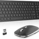 cimetech Wireless Keyboard Mouse Combo, Compact Full Size Wireless Keyboard and Mouse Set Less Noise Keys 2.4G Ultra-Thin Sleek Design for Windows, Computer, PC, Notebook, Laptop - Matte Black