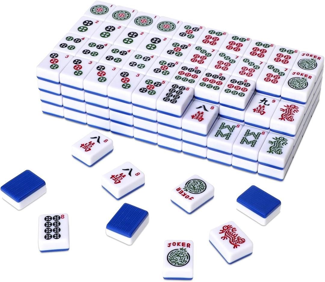 TIASUSAN American Mahjong Tile Set with 166 Navy Blue Back Tiles (1.2”, Tiles Only)