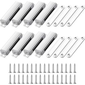 8 Pack Magnetic Door Catch – 150lb Heavy Duty Stainless Steel Cabinet Magnets for Secure Closure, Childproof Design – Ideal for Kitchen, Bathroom, Wardrobe, Closet (3.79”, Silver)
