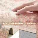 Runner Rug 2x6, Non Slip Washable Rugs for Laundry Room, Runners for Hallways, Low Pile Vintage Soft Rugs for Living Room, Kitchen Bathroom, Bedroom Rug(Pink)