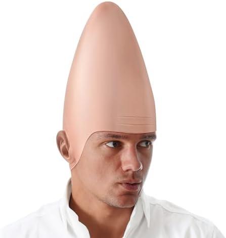 Spooktacular Creations Halloween Cone Bald Head, Latex Bald Wig Cap for Men Woman Adult Kid, Boy Girl Halloween Alien Cosplay Costume Accessory, Egg Shaped Head Party Dress Up, Masquerade Makeup Prop