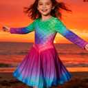 Funnycokid Girls Dress Size 5 Long Sleeve Kids Clothes