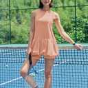 Nirovien Womens Tennis Dress Workout Athletic Dresses with Shorts Bubble Golf Outfits with Pockets Activewear (XS)