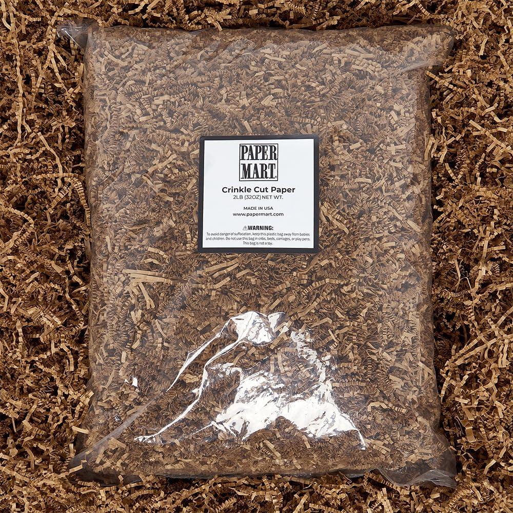 Paper Mart Kraft Crinkle Cut Paper for Gift Box (2 lb), Crinkle Cut Paper Shred Filler, Shredded Paper for Gift Box, Kraft Basket Filler Paper Shred (2 lb), Kraft Paper Box Filler, Basket Shred Filler, Shredded Paper Fill