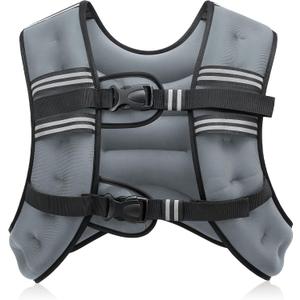 ZELUS Weighted Vest, 6lb/8lb/12lb/16lb/20lb/25lb/30lb Weight Vest with Reflective Stripe for Workout, Strength Training, Running, Fitness, Muscle Building, Weight Loss, Weightlifting (Grey)