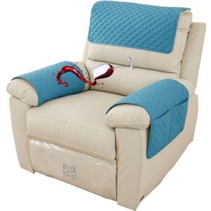 Waterproof Armchair Arm Cover 1 2 3 Seater Headrest Cover for Recliner Chair Anti-Slip Armchair Slipcover with Pockets Organiser Sofa Chair Arm Protector F for Dog, Cat, Pets (Mint Green,1 Seat 3 pc)