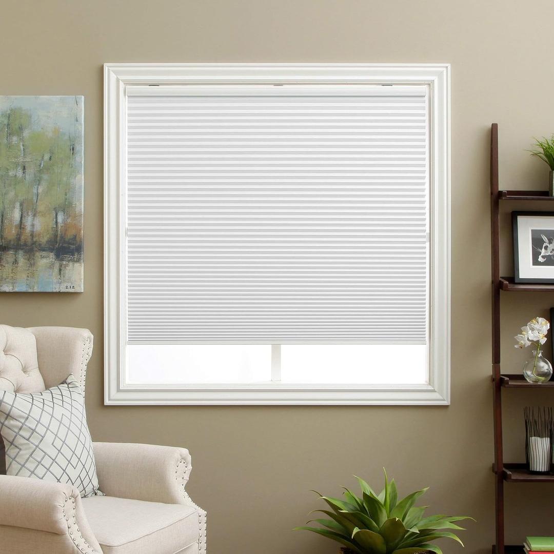 Cellular Shades Cordless Blackout Honeycomb Blinds Fabric Window Shades White(Blackout), 36" W x 64" H