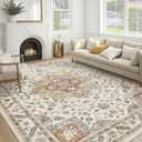 9x12 Area Rug for Living Room, Washable, Traditional, Golden Taupe