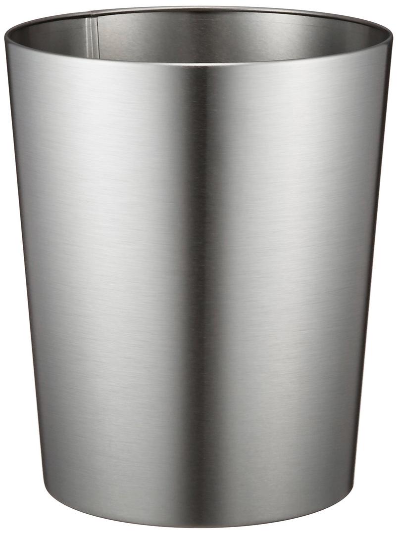 iDesignRound Metal Waste Basket, The Patton Collection  8" x 8" x 9.7", Brushed Stainless Steel