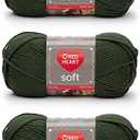 Red Heart Soft Dark Leaf Yarn - 3 Pack of 141g/5oz - Acrylic - 4 Medium (Worsted) - 256 Yards - Knitting/Crochet
