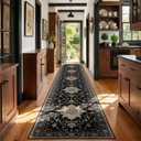 RELEANY Washable Area Rug, Runner 3'x20', Black/Neutral
