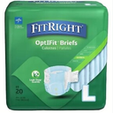 FitRight Adult Diapers, Extra Heavy Absorbency, L (Waist Size 44in-56in), 20 Count, OptiFit Incontinence Briefs for Men and Women, Disposable, Moisture Wicking, Leak Protection,