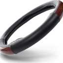 HD Driven SWC Premium Woodgrain Leather Steering Wheel Cover  18 Diameter for Semi-Trucks, Ribbed Rubber Core & High-Performance Leather, Vehicle Accessories