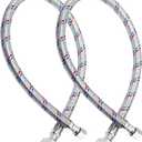 16'' Faucet Hose Connector, 3/8" Comp x 1/2" FIP Braided Stainless Steel Faucet Water Supply Lines for Bathroom Kitchen Sink Faucet, 2 Pcs