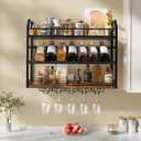 Hoctieon Wall Mount Wine Rack, Wall Mounted Wine Bottle Rack for Display and Storage, Hanging Bottle Holder, for Living Room, Dining Room,Bar, Wine Cellar, Rustic Brown