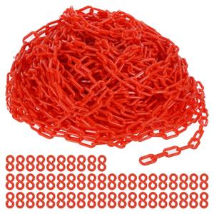 PATIKIL Plastic Chain Links, 200 Foot Safety Chains, Red Plastic Chains for Barriers, Crowd Control, Queue Lines, Parking, Fences, Gate, Concerts, and Decoration