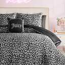 Juicy Couture Modern Black Leopard Satin Full Comforter Set - Luxury Bed in a Bag – Soft & Stylish 8-Piece Bedding Collection