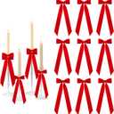 Meseey 12 Pcs Red Candlestick Decoration Bows, 5x13.5 Inch Decorative Velvet Bows for Candle Holder, Bridal Showers, Birthdays & Table Centerpieces Home Decor