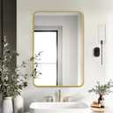 Delma Bathroom Mirror, Black Framed Bathroom Mirror for Over Sink, High-Definition Vanity Mirror, Versatile Mirror for Bathroom, Hangs Horizontally or Vertically(30x20, Gold)