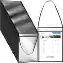 30 Pack Plastic Shop Ticket Holders, Job Ticket Holders, Work Order Pockets, Repair Order Sleeves, 10 x 14 Inches, with Hanging Strap, Both Sides Clear, Black Trim