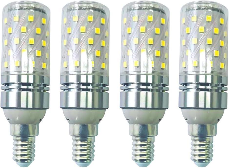 CTKcom 12W E14 LED Candelabra Light Bulb,E14 Base Corn Bulb,100 Watt Equivalent Chandelier Bulbs Daylight White 6000K,AC85-265V 1400LM Lights Bright White(Silver)4Pack