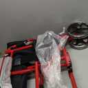 Medline Ultra Lightweight Transport Wheelchair for Adults, Foldable, 19-Inch Seat Width, Red Frame, Black Upholstery