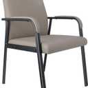 Office Guest Reception Chair 600 lbs Capacity Leather Conference Room Chairs with Padded Armrests No Wheels Desk Chair Grey (1 PACK)